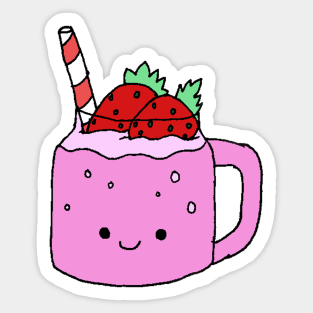 Strawberry Milkshake Kawaii Design Sticker